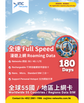 Worldwide 55 Countries / Regions Data SIM Card