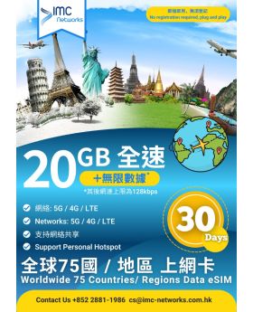 全球75國 / 地區 數據eSIM