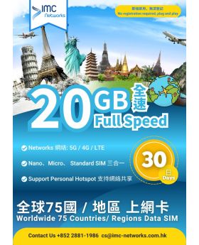 全球75國 / 地區 數據卡